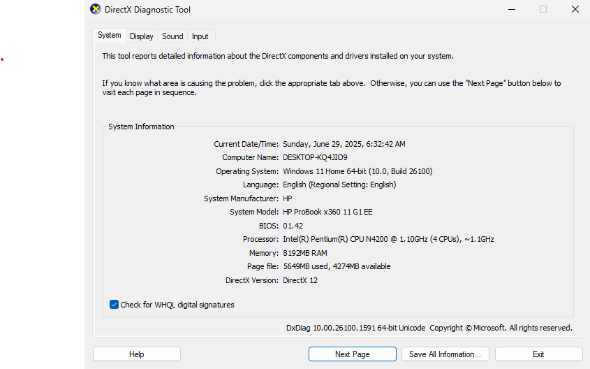 حاسوب من شركة hp.اسمه:hp pro book x360 11 g1 ee.