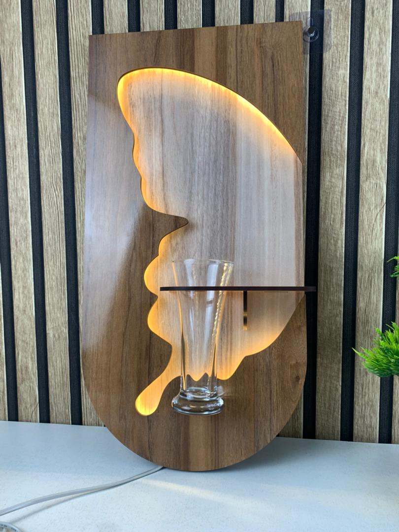 Panneau Mural Décoratif avec Éclairage LED Design Moderne en Bois