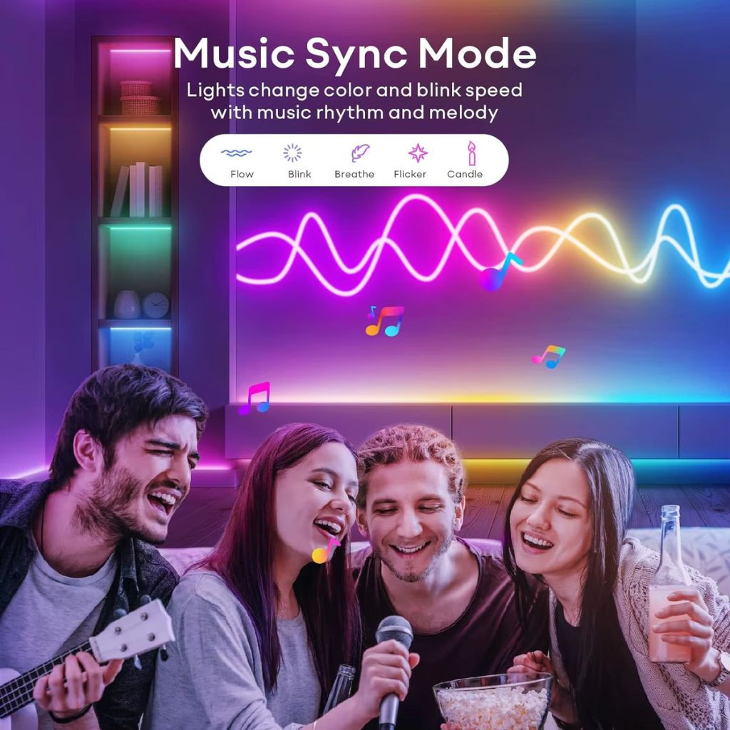 Bande LED Néon Flexible RGB 5m avec Bluetooth et USB – شريط إضاءة نيون مرن بطول 5 أمتار مع بلوتوث