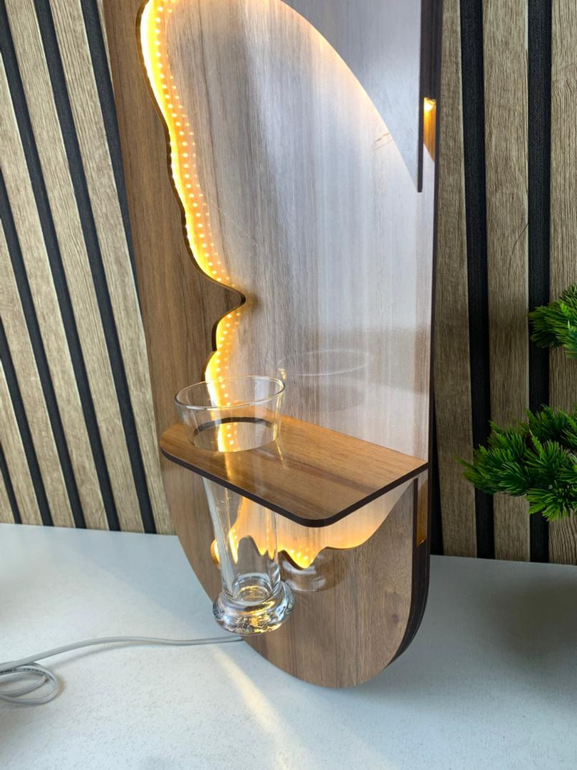 Panneau Mural Décoratif avec Éclairage LED Design Moderne en Bois