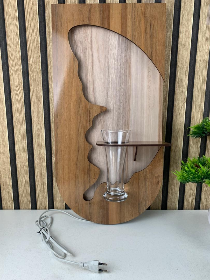 Panneau Mural Décoratif avec Éclairage LED Design Moderne en Bois