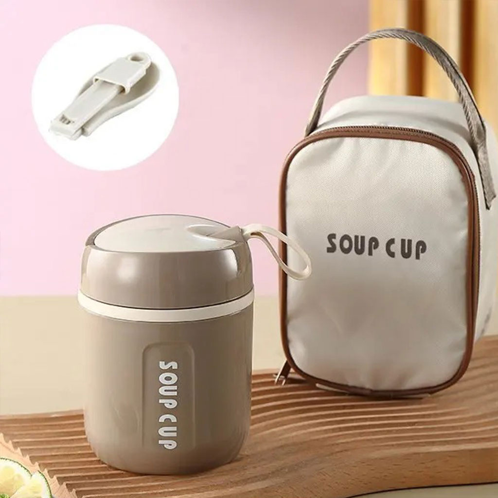 Boîte à Déjeuner Portable pour Soupes avec Sac Isotherme – علبة طعام محمولة