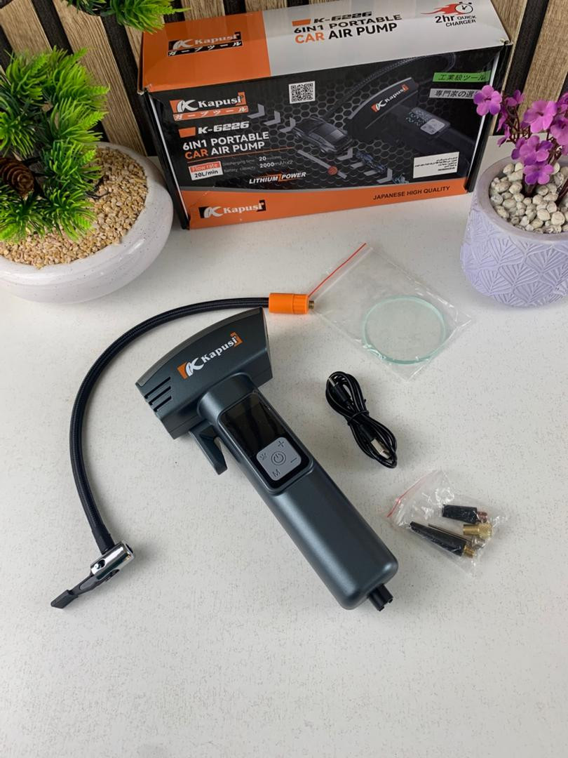 Compresseur d’air Portatif sans fil 150PSI avec 5 modes Kapusi K-6226 – جهاز ضغط الهواء محمول