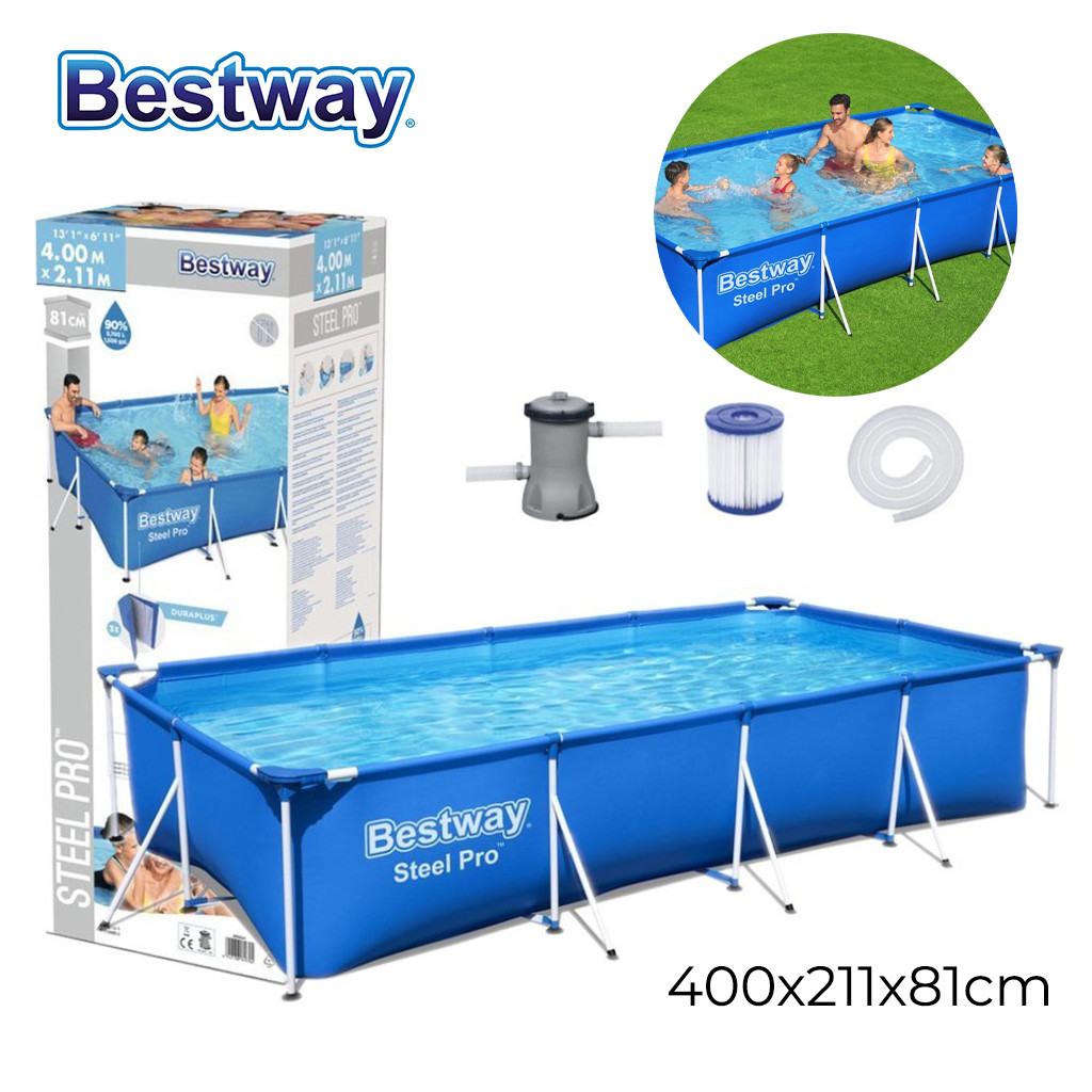 piscine bestway Steel Pro™ Piscine Rectangulaire Avec Pompe Filtrante 400 x 211 x 81 cm Bestway