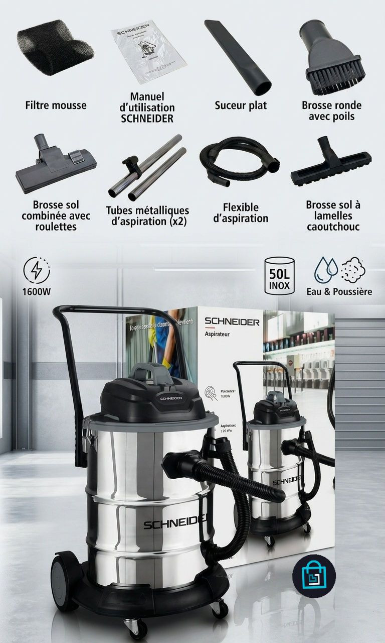 Aspirateur Eau et poussière 50 L 1600 W