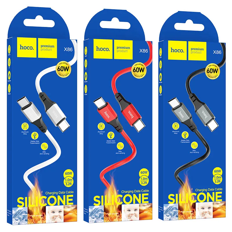 Câble Type-C vers Type-C “X86 Spear” 60W synchronisation des données de charge